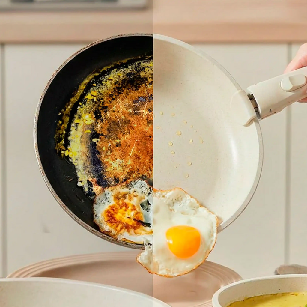 Trío de sartenes con mango desmontable