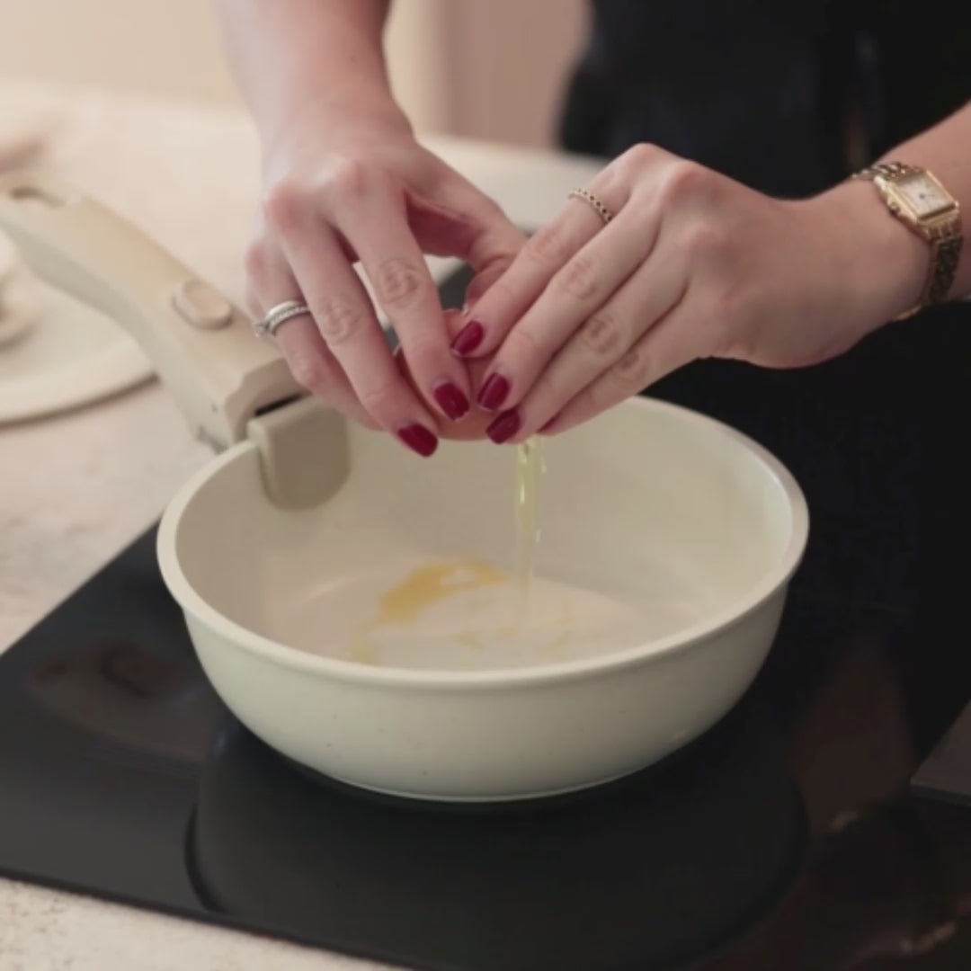 Trío de sartenes con mango desmontable